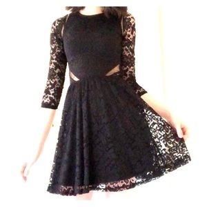 Short Dress - Black lace overlay with mesh